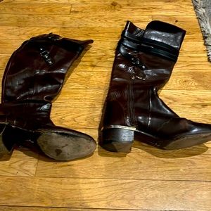 Dark Brown riding boot with black strap